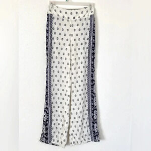 Karen Brooks Bandana Paisley Print Navy Blue/White Casual Pant Women Size Small